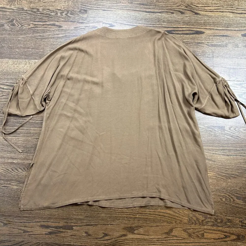 Vintage Soft Surroundings Tunic Top Womens One Size Brown Dolman 3/4 Sleeve - Picture 9 of 9